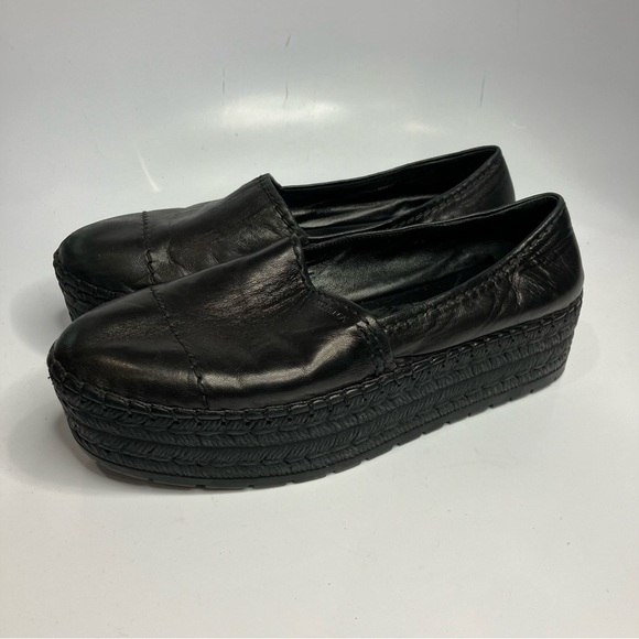 Prada platform espadrille shoes black leather size 40.5 - Picture 3 of 9